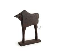 HuadaXtai Escultura Rústica Caballo Estilizado Estatua Figura Decorativa Animal Geométrica en Resina sobre Base Rectangular Estable Adecuada para Vitrina Consola Estantería Salón, Óxido De Hierro
