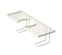 HuadaXtai Estante de Baño Estante de Grifo Organizador de Lavabo Repisa para Fregadero Portacepillos Soporte para Jabón de Hierro Forjado Diseño de Rejilla Que, Mediano, Blanco