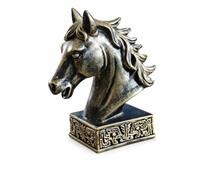 HuadaXtai Estatua de Caballo de Resina Cabeza Escultura Figura Adorno Artesanía en Resina con Melena Definida y Presencia Imponente Adecuada para Recibidor Salón Mesa Ejecutiva para Colegas, Bronze