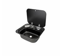 HuadaXtai Fregaro Plegable Explorador Acero Inoxidable 304 con Tapa Plegable para Cocina Móvil Lavabo Rectangular Lavado Compacta un Solo Compartimento Acuado para Furgonetas, Fregadero
