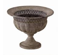 HuadaXtai Macetero Decorativo Contenedor Jarrón Pedestal Copa de Pie de Hierro Forjado Antiguo con Relieve Realzado Apto para Jardín Patio Entrada Interiores, Bajo