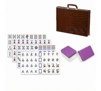 HuadaXtai Mahjong Acrílico Juego Tradicional Fichas 148 Piezas Caras Detalladas con Bambú Círculos Vientos y Dragones Acrílico, Array, Púrpura Claro, 7分浅紫 37 +皮盒