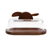HuadaXtai Mantequera de Madera, Fácil de Limpiar, Vajilla Transparente, Plato de Postre para Encimera de Cocina.