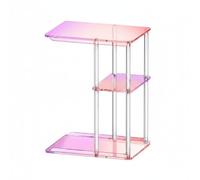 HuadaXtai Mesa Auxiliar Acrílica Transparente con Estantería de 3 Niveles Diseño en Forma de C Estilo Moderno Ligero y Limpio Adecuada para Sofá Cabecera Lectura Organización del Hogar, Colorido
