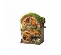 HuadaXtai Miniatura Encastre de Librería Casa de Hadas Rompecabezas 3D Sujetalibros Maqueta Artesanal con Aberturas Acristaladas y Estantes Tiny Apto para Estantería Escritorio Rincón de Lectura