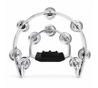 HuadaXtai Pandereta de Pandereta Manual Semicircular Instrumento de Percusión de Mano Sonido Claro y Cortante Apto para Actuaciones Ensayos de Prácticas Diarias Estudio, Plateado