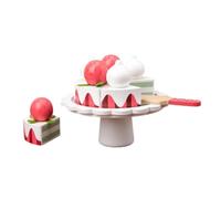 HuadaXtai Pastel de Madera para Niños Set de Pastel de Cumpleaños Juguete de Simulación Pastel por Piezas con Adorno en Forma de Estrella y Tipo Vela Acabado