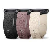 Huadea Paquete de 3 correas de reloj grabadas de leopardo compatibles con Garmin Venu/Venu Sq/Venu Sq 2/Venu 2 Plus/Vivoactive 3/Vivoactive 5, correa de silicona de guepardo de 20 mm de repuesto para