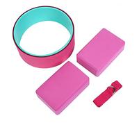 HuadZhylyx Set de 4 Piezas para Yoga y Fitness con Rueda de Yoga, Bloque de Yoga y Cinta de Estiramiento; Kit de Estiramiento de algodón y EVA de ABS de Primera Calidad para aliviar el Dolor