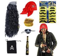 HUAEDNWKYI Conjunto de Disfraces de Pirata del Caribe - Accesorios Esenciales para Halloween y Fiestas Temáticas, Incorporando el Estilo Único de Jack Sparrow