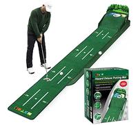 HUAEN Golf Putting Green Putting Mat Indoor & Outdoor with Ball Return and 3 Holes Improve Accuracy and Speed Durable Wrinkle-Resistant Velvet Crystal Mat Golf Accessories for Men