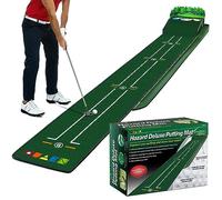 HUAEN Tapete de Golf Verde para Interiores y Exteriores con Retorno de Bola y 3 Agujeros para Mejorar la precisión y la Velocidad, Duradero, Resistente a Las Arrugas, Accesorios de Golf para Hombres