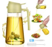 HUAERSICO 600ml Pulverizador Aceite Spray 2 en 1 -Spray Aceite Air Fryer de Vidrio con Cepillo de Aceite y Cepillo- Diseño Antigoteo de Limpieza Espray para Aceite para Caliente para Cocina, Barbacoa
