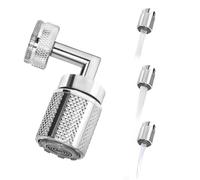 HUAERSICO Grifo Universal De 7 Letras Para M/Fm 20mm 22mm 24mm,Aireador Giratorio De 720 Grados,Tres Boquillas Mezcladoras Infinitamente Ajustables,Ahorro De Agua Para Cocina Y BañO