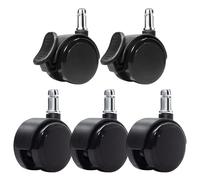 HUAERSICO Ruedas para silla de oficina con freno, 11 mm x 22 mm, para silla de escritorio, ruedas de goma, sillas de oficina, sillas de juegos, etc., para todo tipo de suelos, juego de 5 (2 con freno