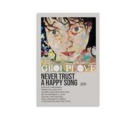 HUAEYWQBERRH GROUPLOVE - Póster decorativo para sala de estar o dormitorio, con texto en inglés "Never Trust A Happy Song" (50 x 75 cm), estilo sin marco