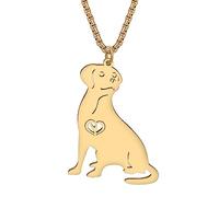 HUAGEO Collar de perro labrador retriever de acero inoxidable chapado en oro de 18 quilates chapado en plata para cachorros, mascotas, cadena con colgante de animales, joyería para mujer, accesorios