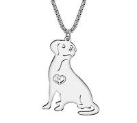 HUAGEO Collar de perro labrador retriever de acero inoxidable chapado en oro de 18 quilates chapado en plata para cachorros, mascotas, cadena con colgante de animales, joyería para mujer, accesorios