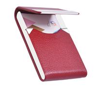 HUAHAITGCH Tarjetero de visita con diseño ultra delgado, funda para tarjetas de visita con piel sintética de alta calidad, tarjetero de metal para mujeres/hombres, tarjetero profesional con cierre