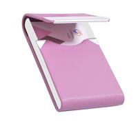 HUAHAITGCH Tarjetero de visita con diseño ultra delgado, funda para tarjetas de visita con piel sintética de alta calidad, tarjetero de metal para mujeres/hombres, tarjetero profesional con cierre