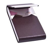 HUAHAITGCH Tarjetero de visita con diseño ultra delgado, funda para tarjetas de visita con piel sintética de alta calidad, tarjetero de metal para mujeres/hombres, tarjetero profesional con cierre