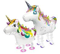 Huahuanghui 2 globos de unicornio, XXL, 87 cm, globos de unicornio Airwalker, globos de helio de unicornio, globos para caminar, decoración de unicornio para cumpleaños infantiles