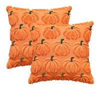 Huahuanghui 2pcs Funda de cojín Halloween, Calabaza Funda de Cojín 45 x 45 cm, Calabaza Fundas de Almohada, Decoración de otoño para Salas de Estar Dormitorio Silla Cama sofá Regalo