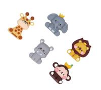 Huairdum Adorno para Tarta de Cumpleaños, Decoración para Tarta de Animales de la Selva, Figuras de Safari, Decoración, Mono, Elefante, Jirafa, Hipopótamo, León, 5 uds.