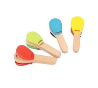 Huairdum Claqueta de Mano de Madera, Castañuela de Madera de Haya, Herramienta de Percusión con Portátil con Sonido Rítmico, Ideal para Educación Musical y Entrenamiento de Ritmo para Niños Pequeños