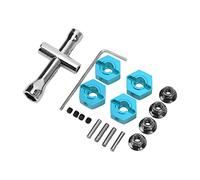 Huairdum Kit de Cubo de Rueda Hex de 14mm para Coches RC a Escala 1/10 | Adaptador hexagonal de rueda de aleación de aluminio, ajuste estable, herramienta de llave y vaso cruzado, actualización