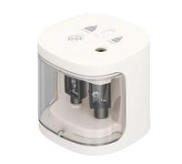 Huairdum Sacapuntas Eléctrico de Doble Agujero 6-8 Mm 8-12 Mm, Sacapuntas Portátil con Pilas para Estudiantes Artistas Profesores, Hoja de Acero Contenedor de Virutas Transparente