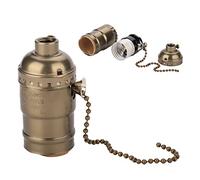 Huairdum Soporte de luz, E27 Aluminio Socket de luz Vintage con Cadena de Tiro Lámpara de Mesa Lámpara de Mesa Soporte de iluminación Base de Tornillo(# 4)