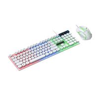 Huairdum Teclado y Ratón para Juegos con Cable con 104 Teclas, Teclas Steam Punk, 6 Anti Fantasma, Juego de Teclado y Ratón de 1000 PPP, Plug & Play, Ideal para PC, Portátil, Oficina Juegos (White)