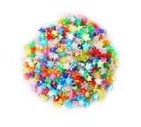 HUAJINGKEJI 10 cuentas espaciadoras acrílicas coloridas en forma de corazón/estrella para manualidades, collares, pulseras, llaveros