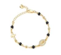 HUAJINGKEJI Ajuste cómodo ajustable para muñecas de 15 a 20 cm con cruces de obsidiana y diseños de corazón de aleación, talla única, como se describe