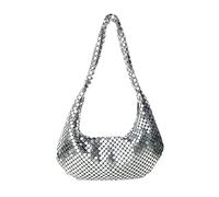 HUAJINGKEJI Bolso de hombro de metal con lentejuelas para mujer, bolso de noche, bolsas de axilas, bolsas de hombro, bolsa pequeña simple, Silver, Size: app. 24x2cm/9.44x0.78in