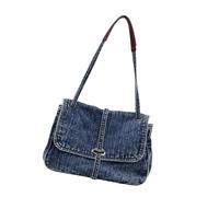 HUAJINGKEJI Bolso de mano retro de gran capacidad para uso diario, doble correa cómoda, práctica bolsa de mezclilla para mujer, Blue, One Size