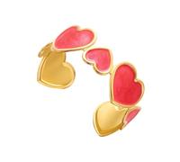 HUAJINGKEJI Brazalete geométrico de acero inoxidable con forma de amor, color dorado, perfecto para el uso diario y joyería de moda, talla única, como se describe