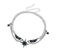 HUAJINGKEJI Collar de alas inspirado en estrellas, versátil cadena de clavícula, joyería de aleación para uso diario y celebraciones especiales, elegante cadena de cuello de ala de estrella, talla