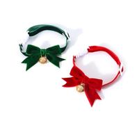 HUAJINGKEJI Collar de Navidad ajustable para perros con campanas, gatito, terciopelo, gatos, festival, disfraz, pajarita, 2 unidades, collar festivo, collar ajustable, collar de decoración de festival
