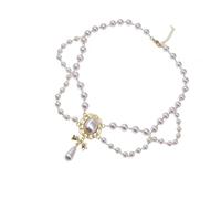 HUAJINGKEJI Collar de perlas de imitación de doble hebra de estilo europeo clásico, versátil para la noche, cadena de clavícula, joyería para banquete de boda, accesorios de perlas