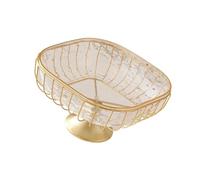 HUAJINGKEJI Cuenco decorativo dorado para frutas y aperitivos para mesa de café, PET transparente y marco de hierro, diseño elegante, cuenco dorado