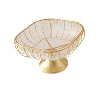 HUAJINGKEJI Cuenco decorativo dorado para frutas y aperitivos para mesa de café, PET transparente y marco de hierro, diseño elegante, cuenco dorado