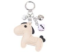 HUAJINGKEJI Encantadores dijes de bolso de caballo para bolsos, mochilas, bolsos, llaveros de coche, accesorios de cuero para llaves de coche, beige