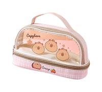 HUAJINGKEJI Estuche transparente para lápices Capibala de dibujos animados, bolsa de maquillaje de gran capacidad, bolsa para bolígrafos de vuelta a la escuela