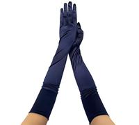 HUAJINGKEJI Guantes de boda, guantes largos para óperas, mujeres, accesorios de disfraz, azul marino, Size reference picture