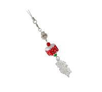 HUAJINGKEJI Joyería de moda, dije de teléfono con cuentas de Navidad, serie navideña, correa de aleación de resina, adecuado para decoración de vacaciones y fiestas, 4x9cm, Resina, aleación