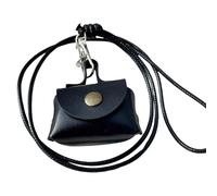 HUAJINGKEJI Pequeño monedero de piel sintética con collar largo para uso elegante, bolsa de lápiz labial, bolsa compacta de joyería, accesorios para mujer, Black, Size reference picture