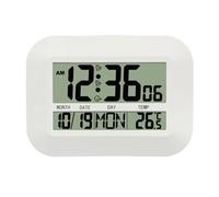 HUAJINGKEJI Reloj de pared digital con pantalla de temperatura interior, varios idiomas, día de semana, fecha, ajuste automático de hora para