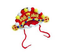 HUAJINGKEJI Sombrero de cuerda ajustable para mascotas, diseño de festival de Año Nuevo, Dios de la riqueza para perros, gatos, fiestas y celebraciones de Año Nuevo chino